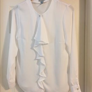 White ruffle front blouse sz 8